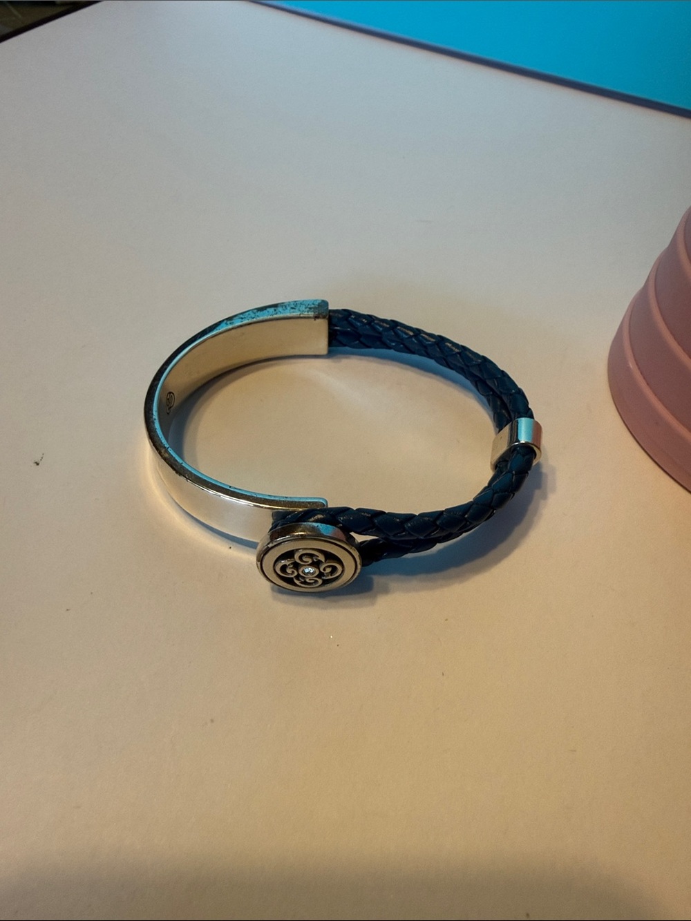 Brighton Blue Braided Leather Bracelet with Silver-Tone Accent